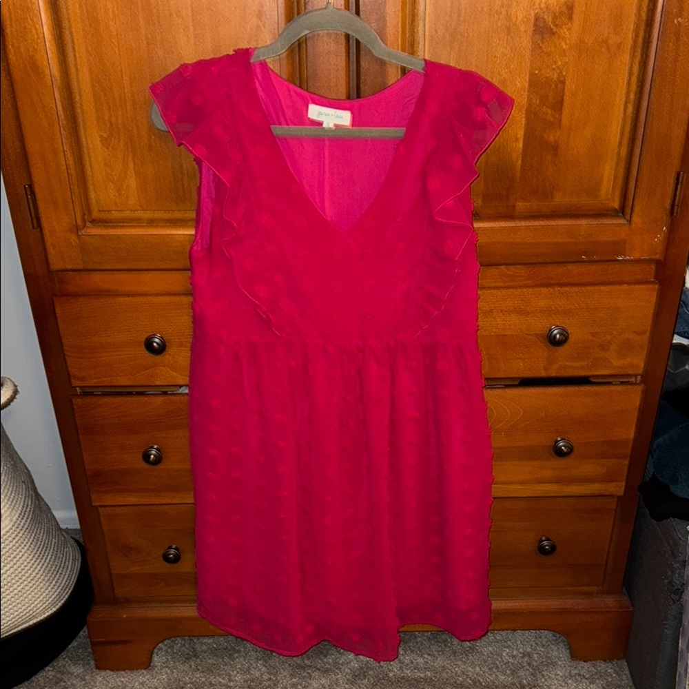 Pink Ruffle Sleeveless Dress